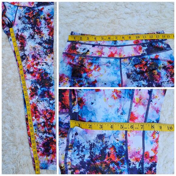Floral Athletic Legging Athleta Hypersonic Sonar Tight Size M Stretch Athleisure - Picture 7 of 10